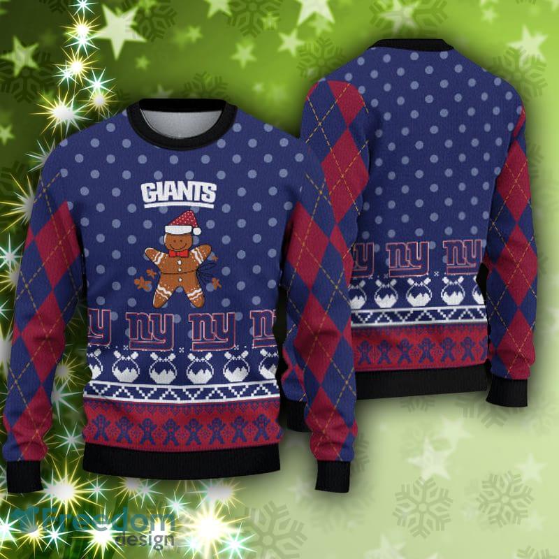 New York Giants Fans Gingerbread Man Ugly Christmas Sweater Gift -  Freedomdesign