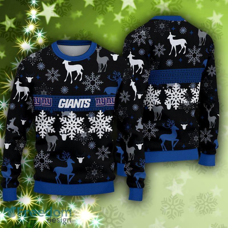 New York Giants Fans Reindeer Pattern Ugly Christmas Sweater Gift