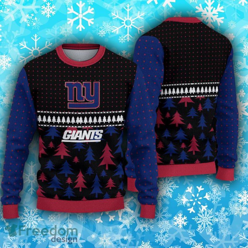 New York Giants Fans Pattern Frozen Ugly Christmas Sweater - Freedomdesign