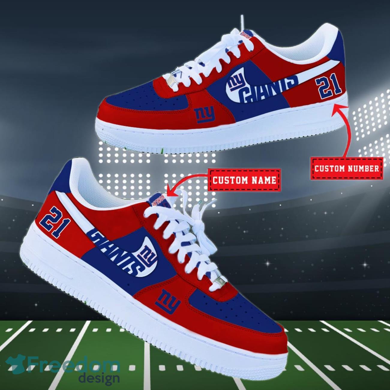 New York Giants NFL Personalized Air Force Shoes Custom Name Product Photo 2