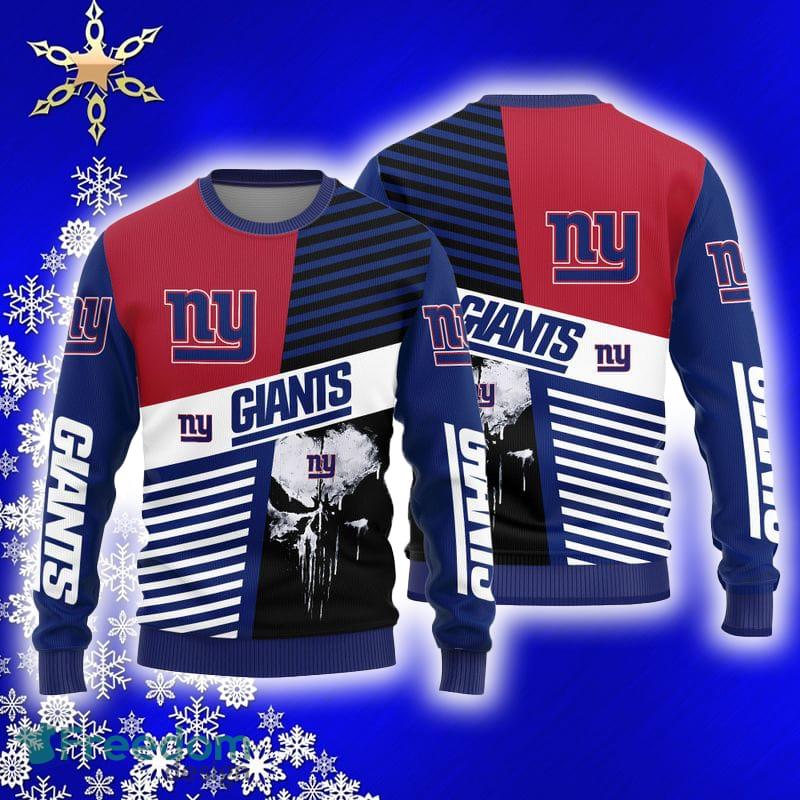 New York Giants Skull Pattern Knitted Sweater For Christmas