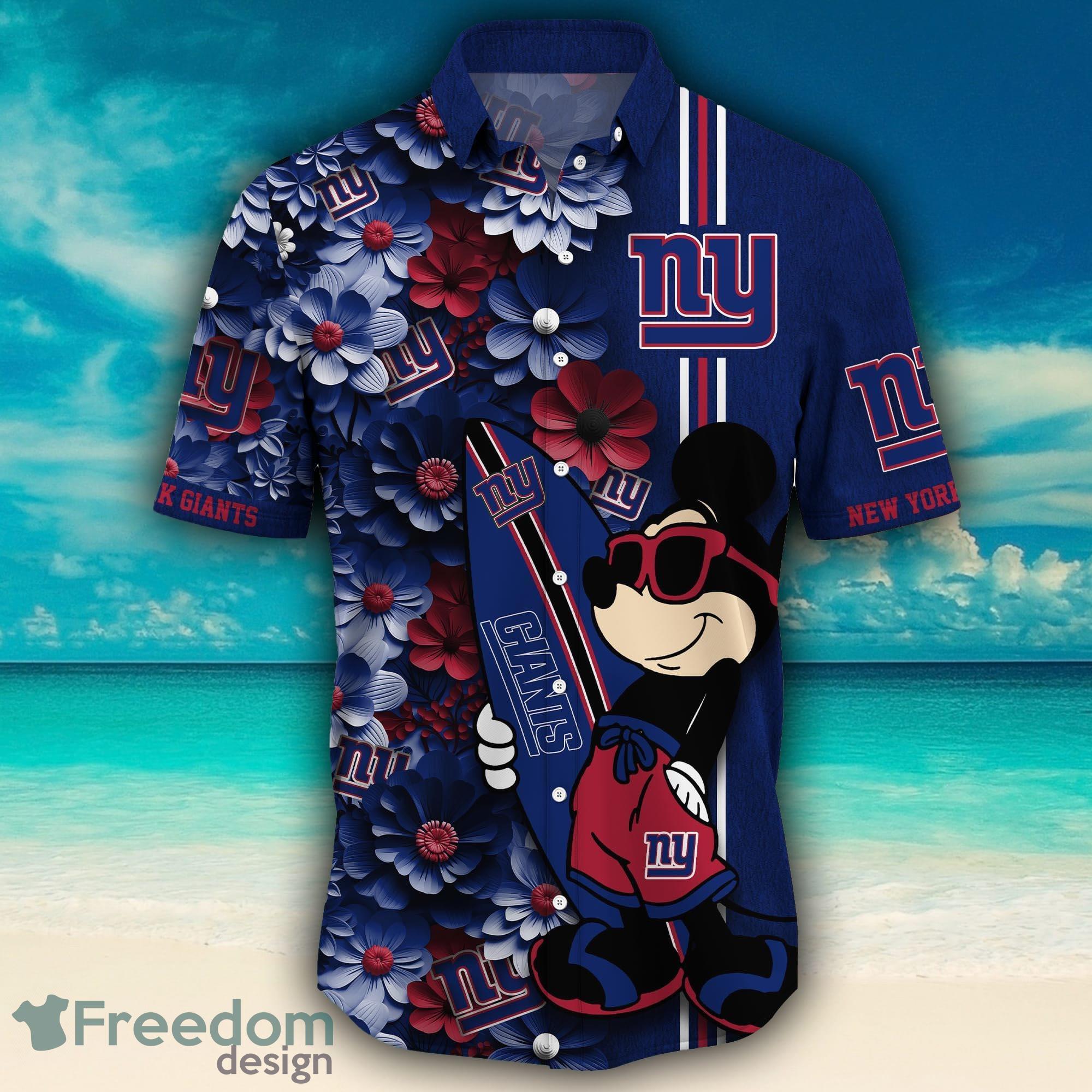 New York Giants Surfboard Parttern Mickey Mouse Flower Hawaiian Shirt -  Freedomdesign