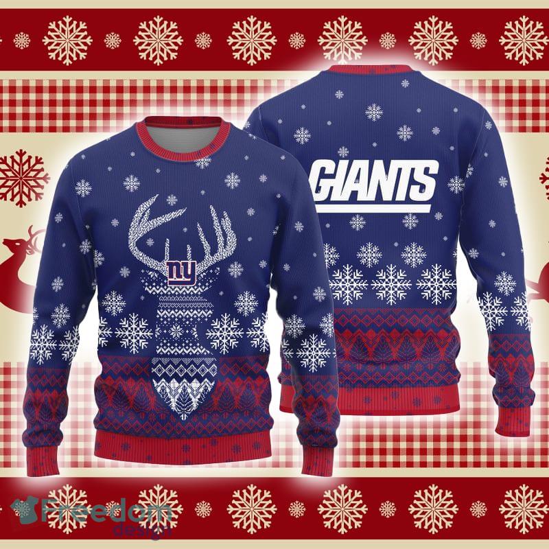 NWT Ugly Christmas Sweater New York Giants Red Blue White Snowflakes NFL XL