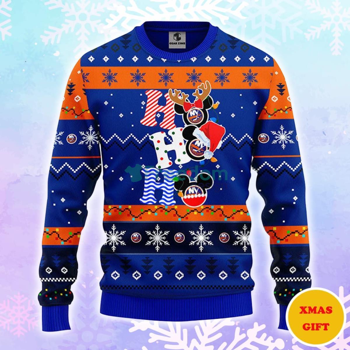 New York Islanders Hohoho Mickey Christmas AOP Sweater Product Photo 1