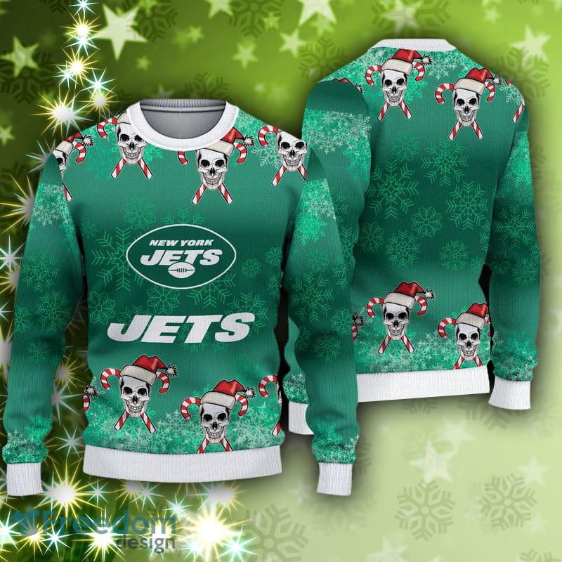 New York Jets Christmas Skull Knitted Ugly Christmas Sweater AOP Gift For  Men And Women