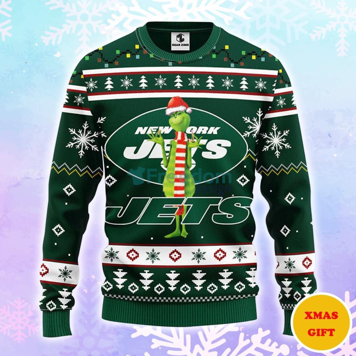 New York Jets Funny Grinch Christmas AOP Sweater Product Photo 1