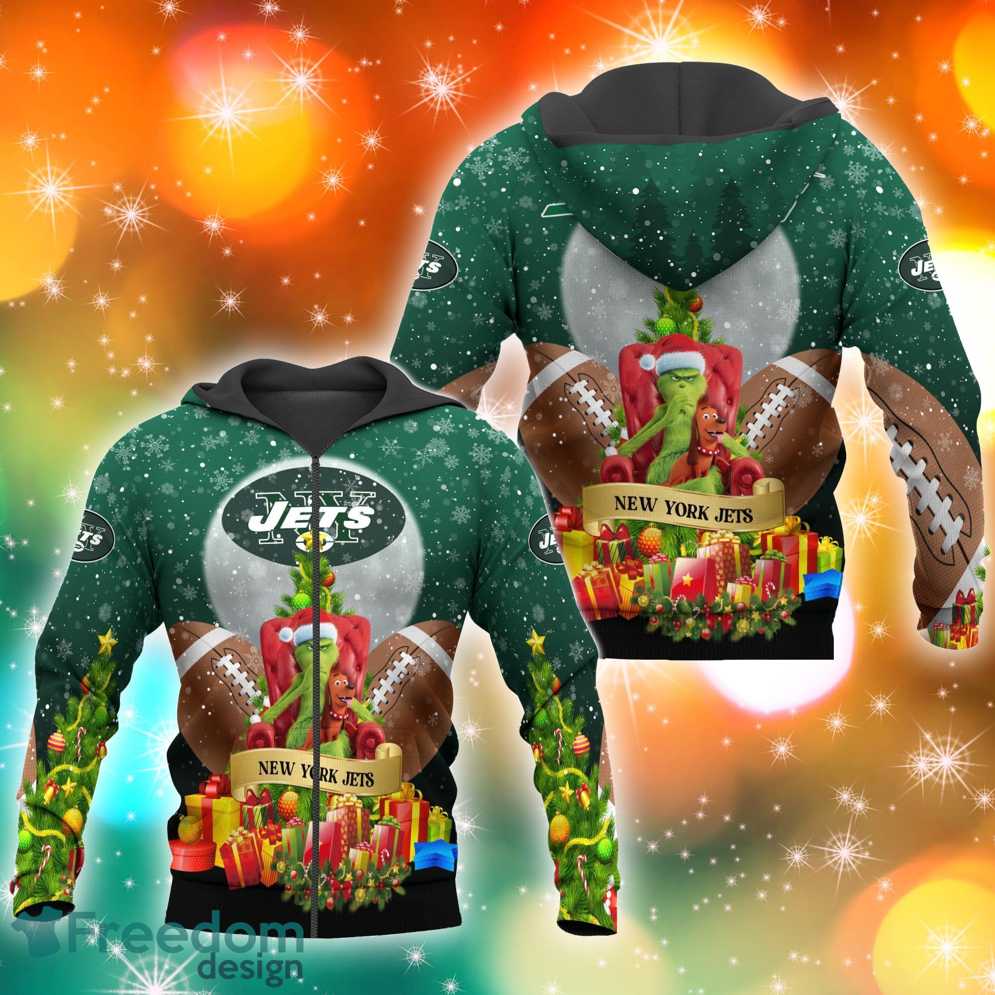 NFL New York Jets Grinch Christmas Ugly Sweater 3D