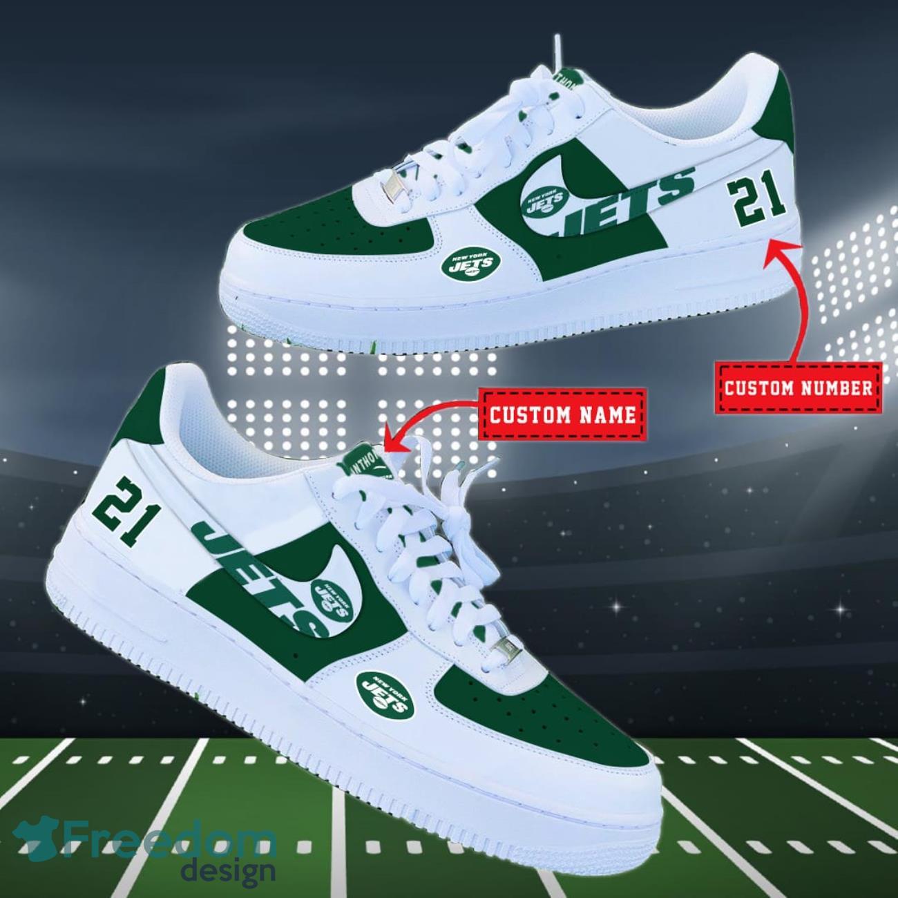 New York Jets NFL Personalized Air Force Shoes Custom Name Product Photo 2