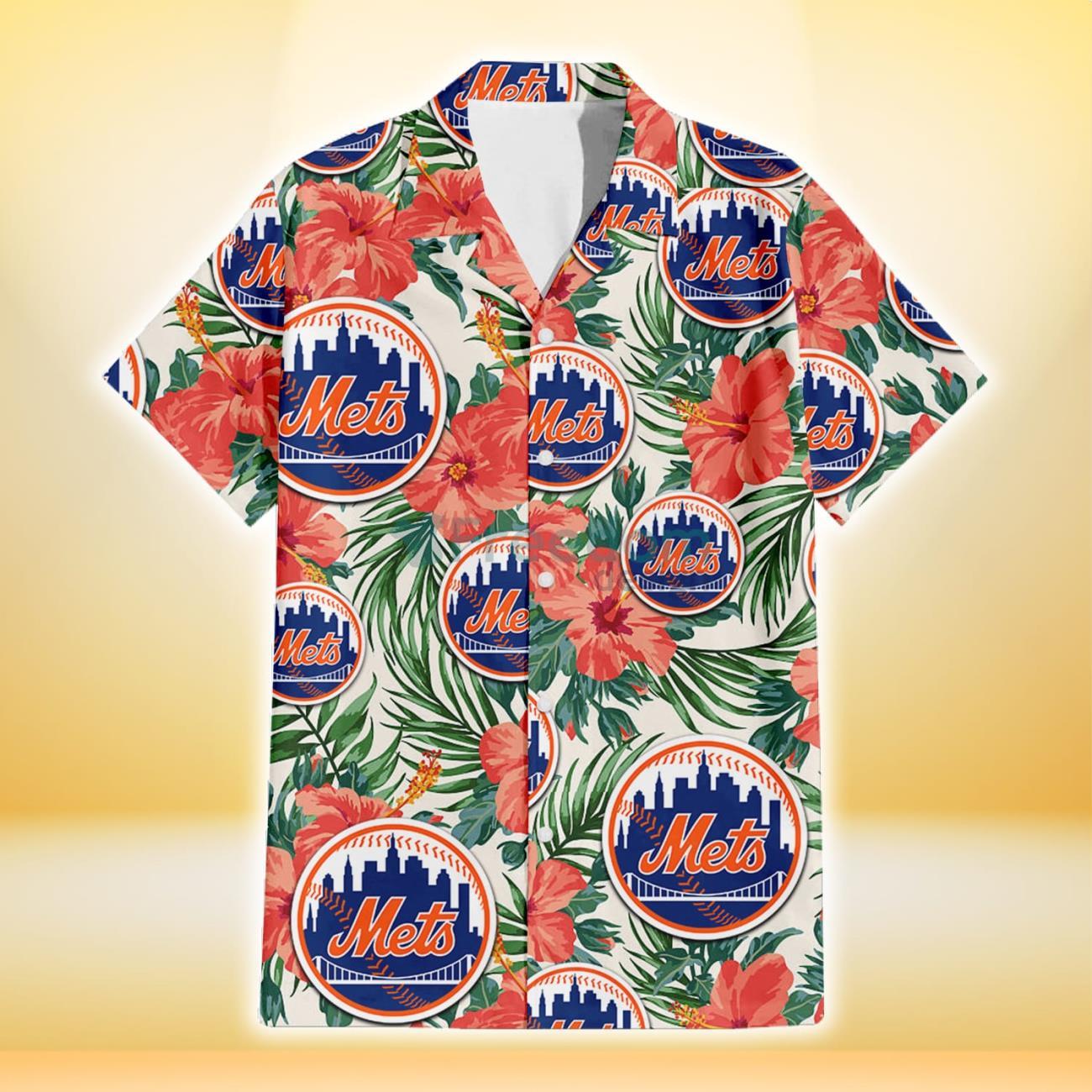 New York Mets Coral Hibiscus Green Banana Leaf Black Background 3D Hawaiian  Shirt Gift For Fans - Freedomdesign