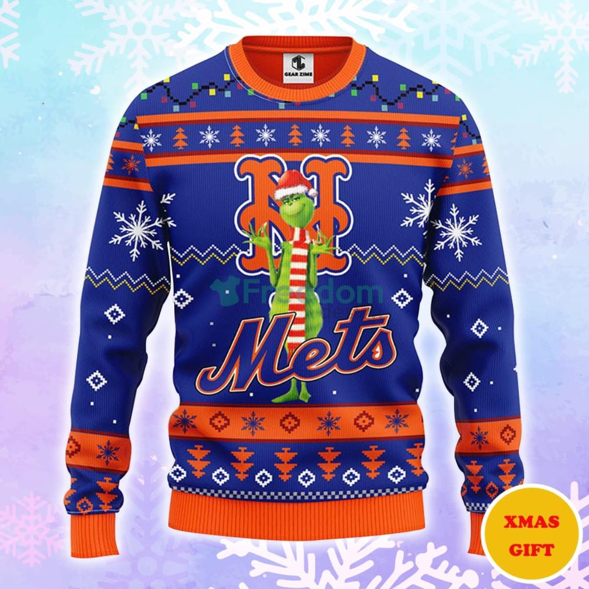 New York Mets Funny Grinch Christmas AOP Sweater Product Photo 1