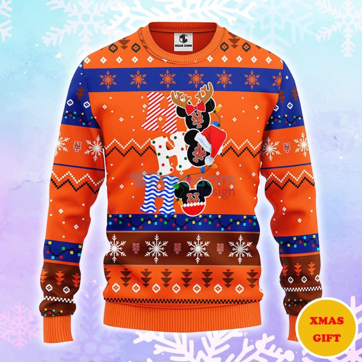 New York Mets Hohoho Mickey Christmas AOP Sweater Product Photo 1