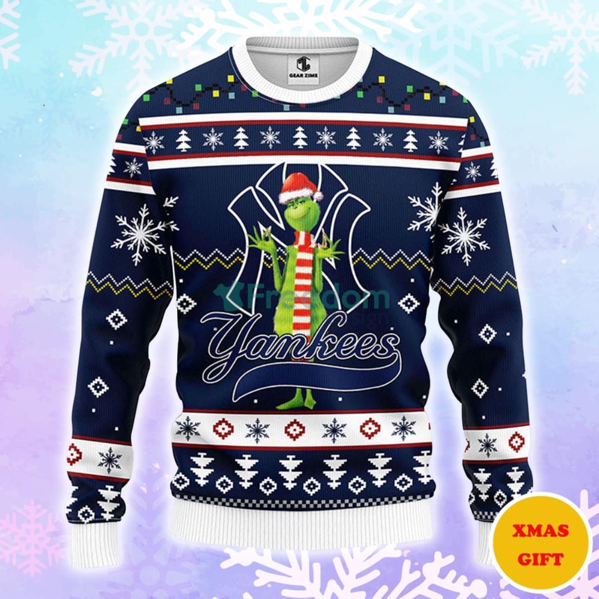 New York Yankees Funny Grinch Christmas AOP Sweater Product Photo 1