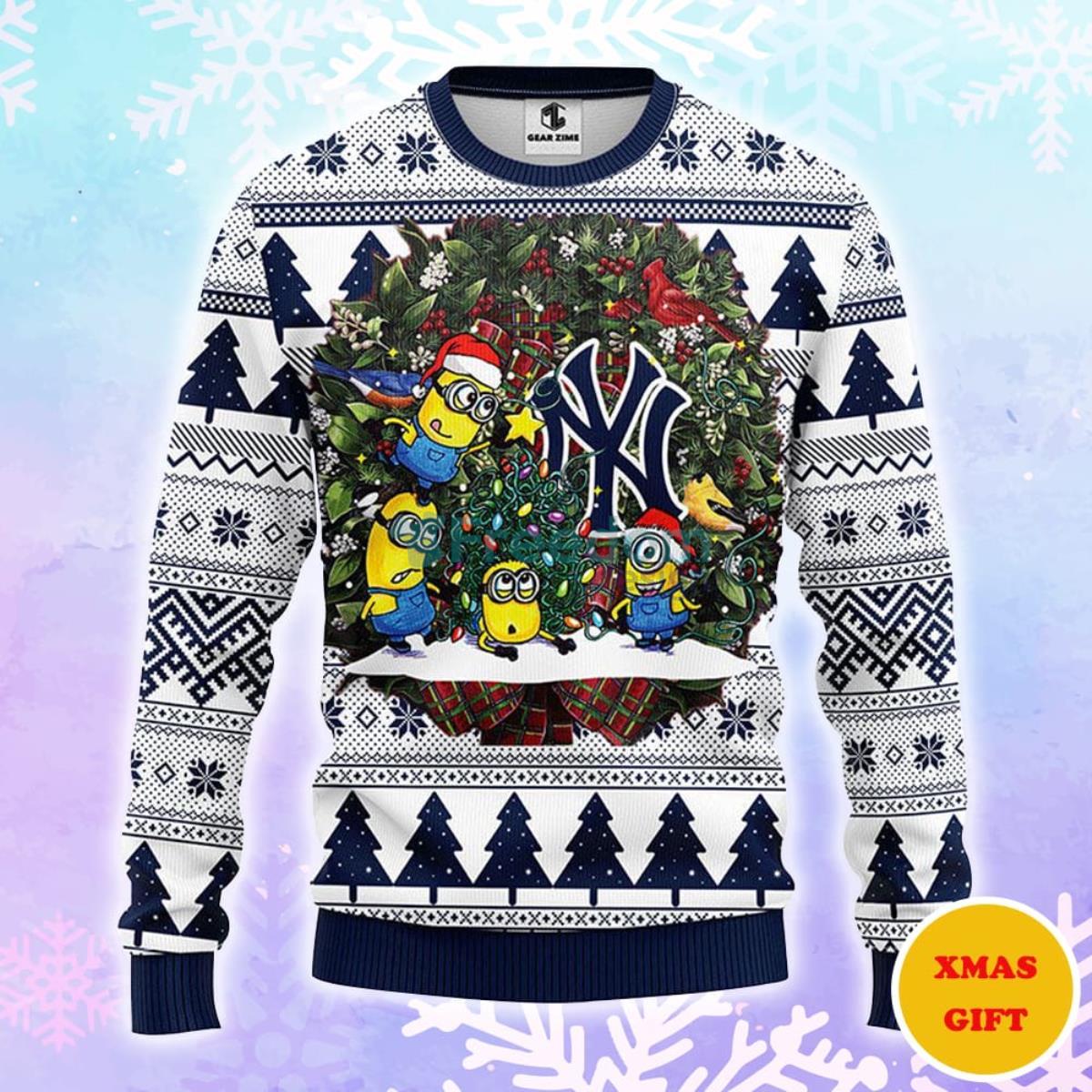 New York Yankees Minion Christmas AOP Sweater Product Photo 1