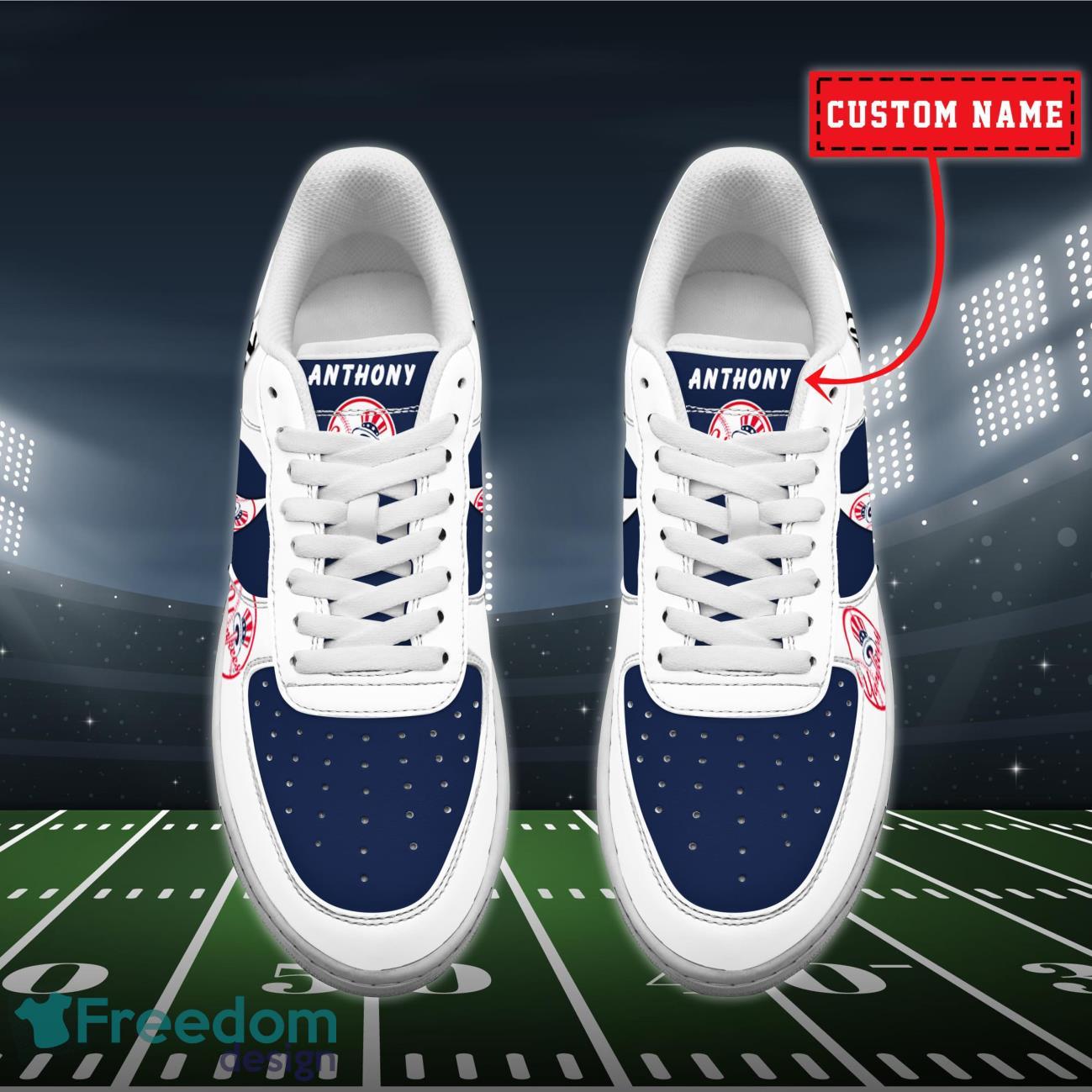 New York Yankees MLB Premium Air Force Shoes Custom Name Product Photo 2