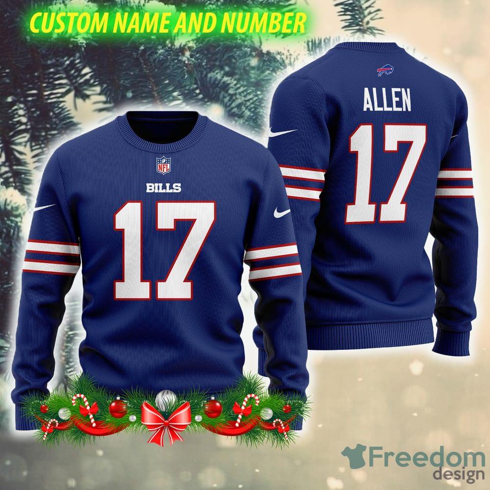 NFL Buffalo Bills 3D Elf Custom Number And Name Ugly Christmas Sweater Blue  Gift Fans - Freedomdesign