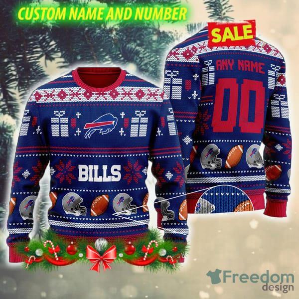 Buffalo Bills NFL AOP Winterize Custom Number And Name Ugly Christmas  Sweater Blue Gift Fans - Freedomdesign