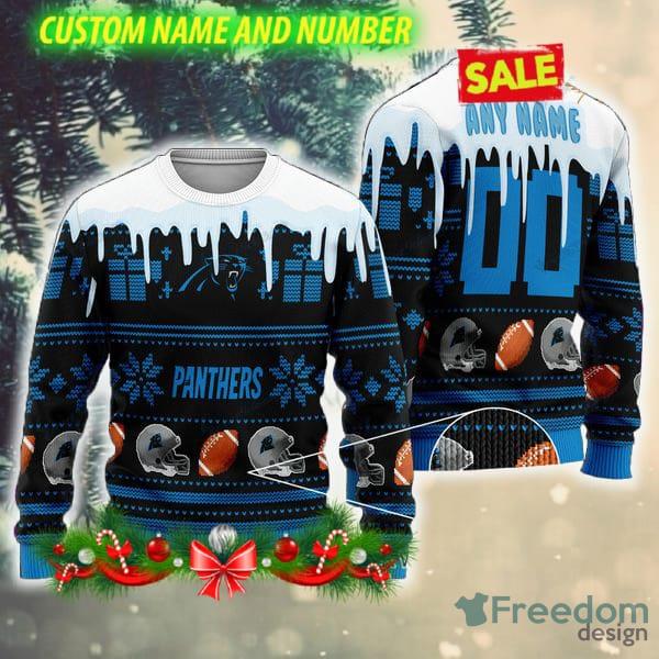 NFL Carolina Panthers Custom Name And Number 3D Ugly Christmas