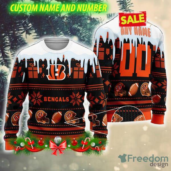 Cincinnati Bengals Football Team Logo Custom Name Christmas Gift All Over  Print Ugly Christmas Sweater - Freedomdesign