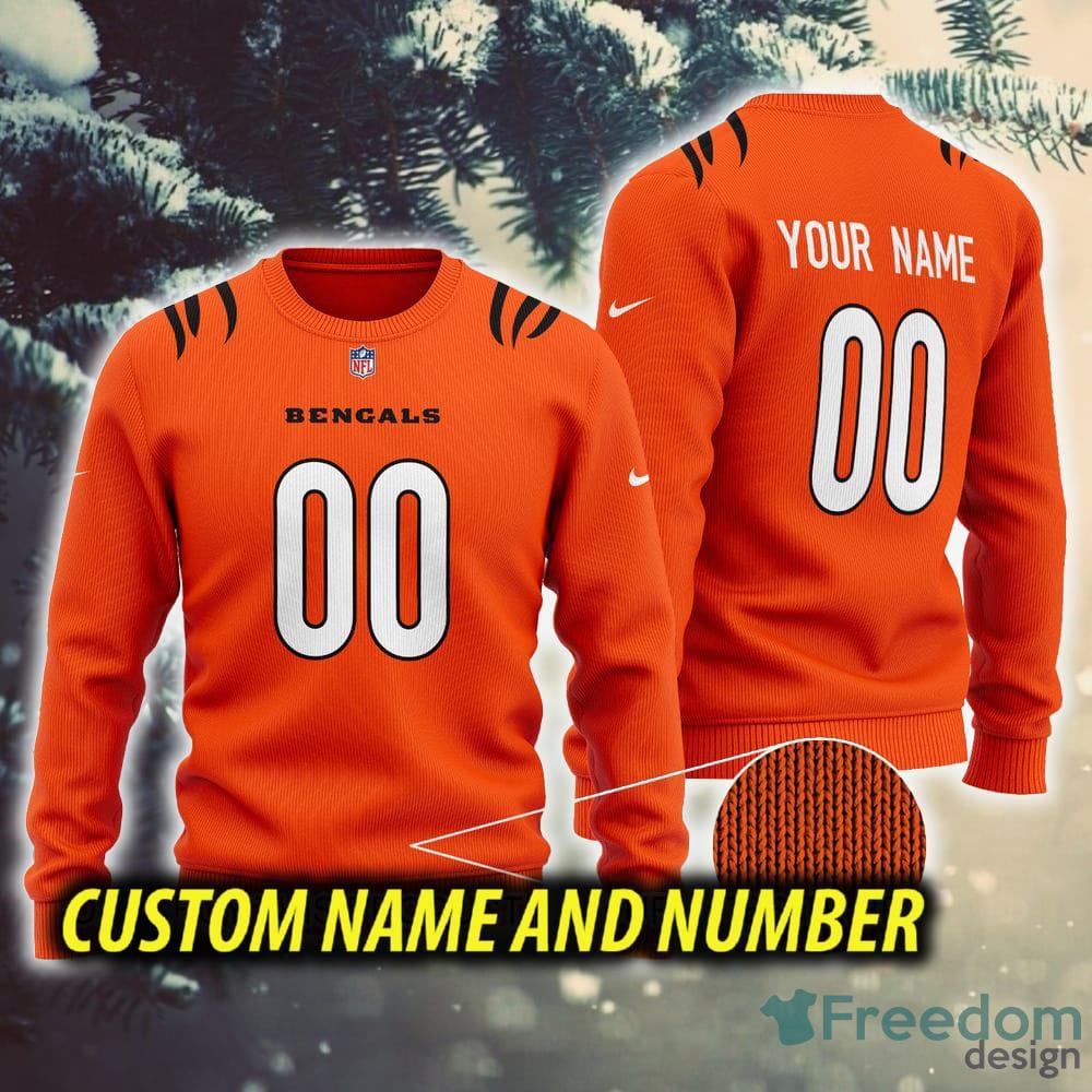 NFL Cincinnati Bengals AOP Joy Ugly Christmas Sweater Orange Custom Number  And Name Gift Fans - Freedomdesign