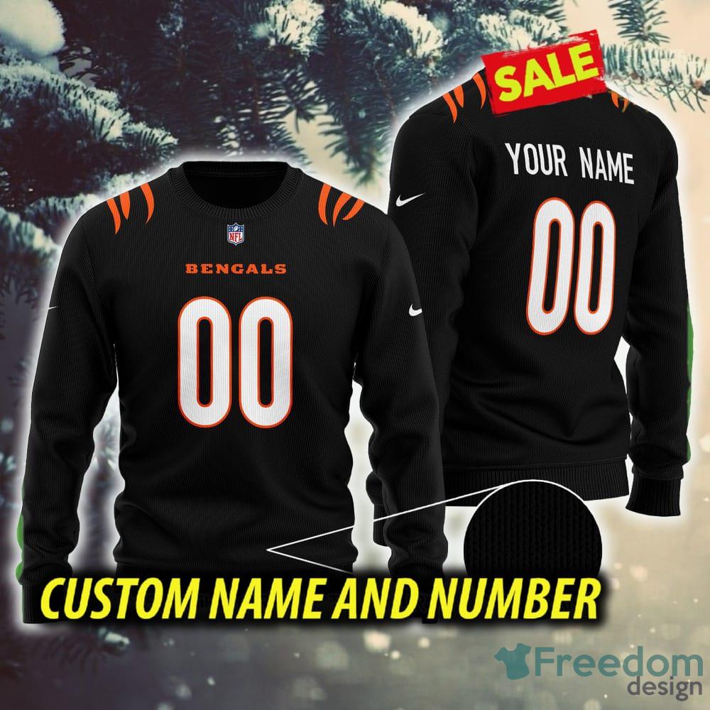 NFL Cincinnati Bengals Warm 3D Custom Number And Name Ugly Christmas  Sweater Black Gift For Fans - Freedomdesign