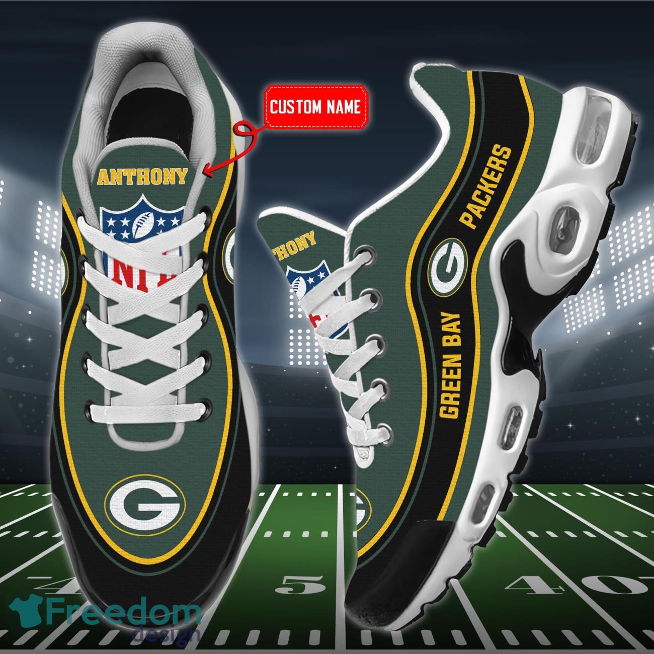 NFL Green Bay Packers Air Cushion Sports Shoes Custom Name Product Photo 2