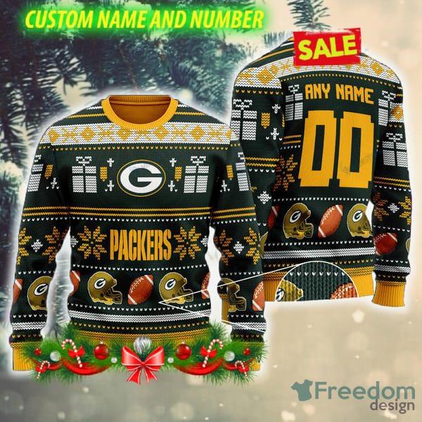 NFL Green Bay Packers Trendy 3D Ugly Christmas Sweater Yellow Green Custom  Number And Name Gift Fans - Freedomdesign