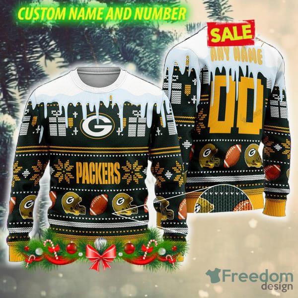 Green Bay Packers Football Team Logo Custom Name For Fans Ugly Christmas  Sweater