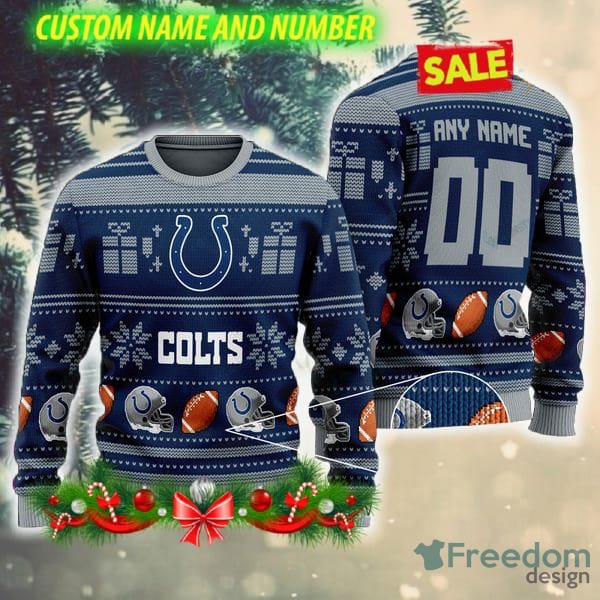 NFL Indianapolis Colts AOP Presents Custom Number And Name Ugly Christmas  Sweater Blue Gift Fans - Freedomdesign