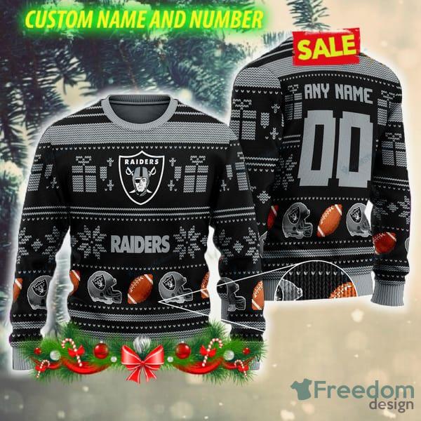 NFL Las Vegas Raiders Seasonal 3D Ugly Christmas Sweater Custom Number And  Name Fans Gift - Freedomdesign