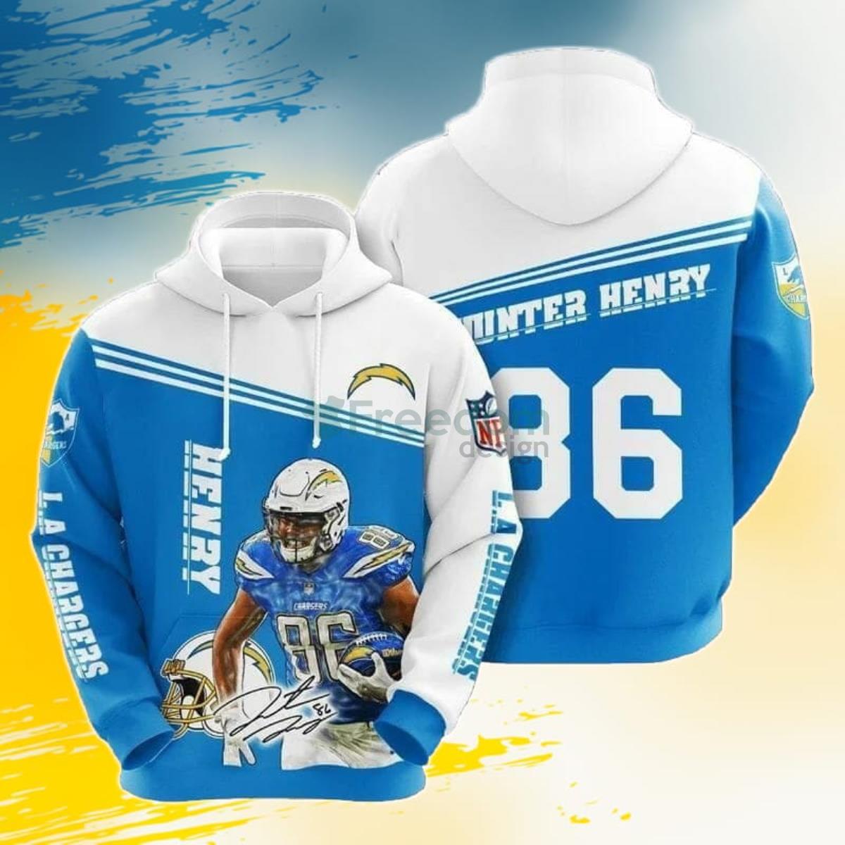 NFL Los Angeles Chargers Hunter Henry Powder Blue White 3D Pullover Hoodie For Fans Product Photo 1