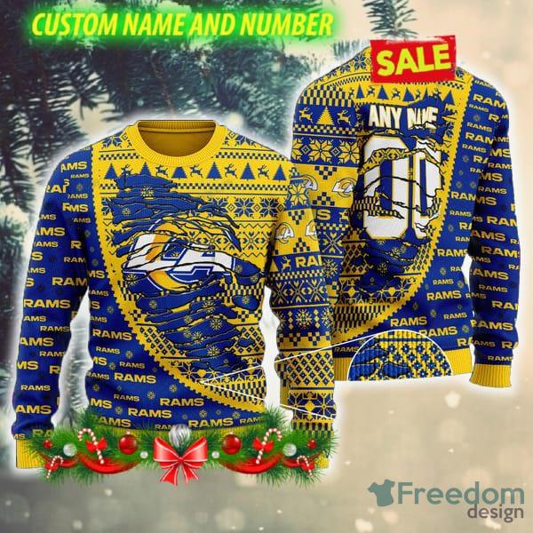 Los Angeles Rams NFL Tradition AOP Ugly Christmas Sweater Custom Number And  Name Fans Gift - Freedomdesign