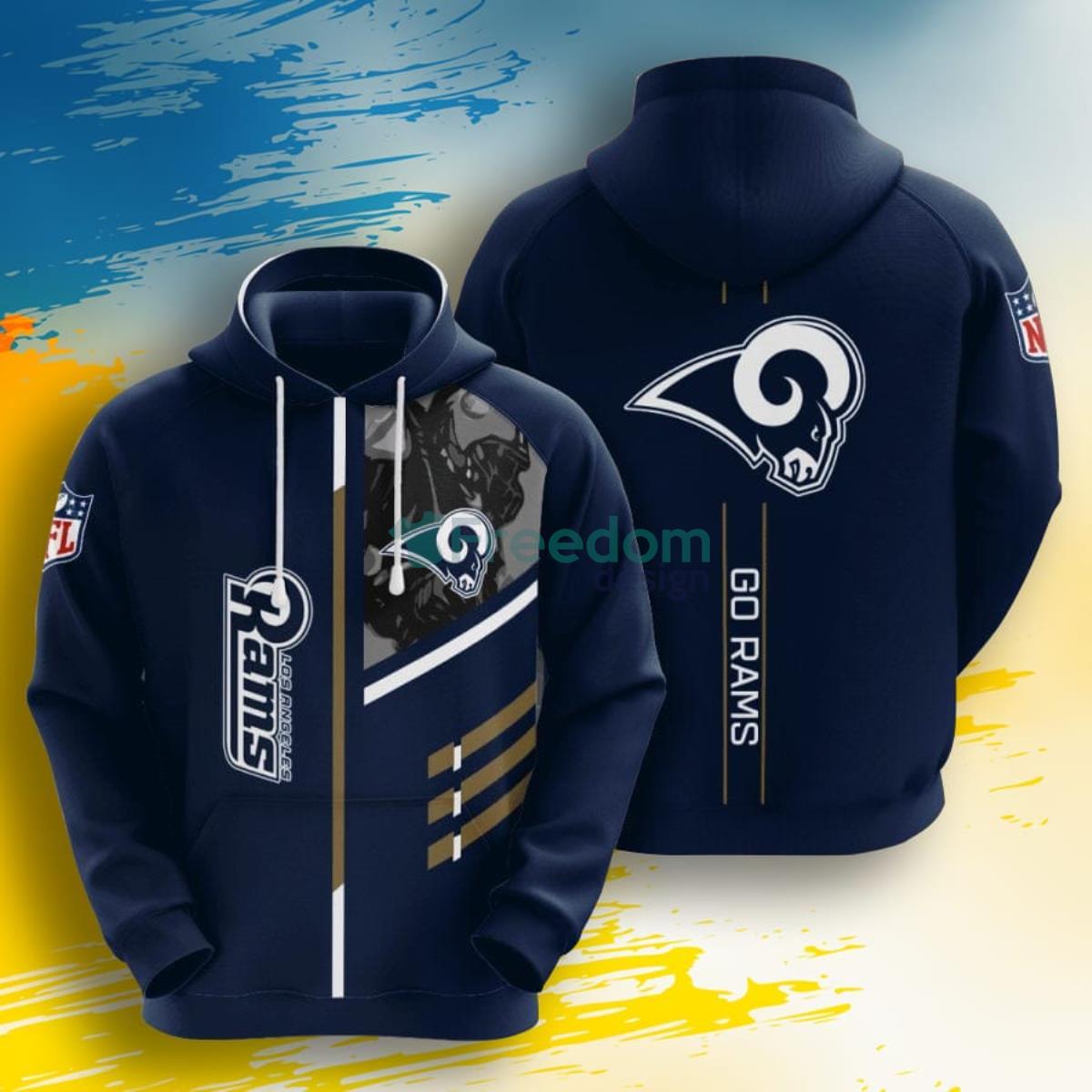 NFL Los Angeles Rams Go Rams 3D Pullover Hoodie For Fans Product Photo 1