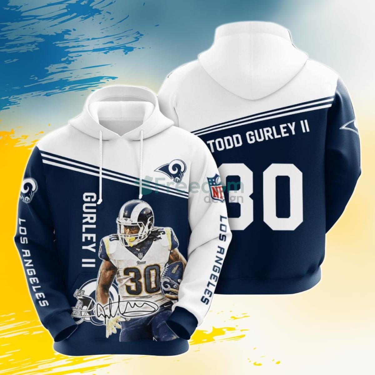 NFL Los Angeles Rams Todd Gurley Blue White 3D Pullover Hoodie For Fans Product Photo 1