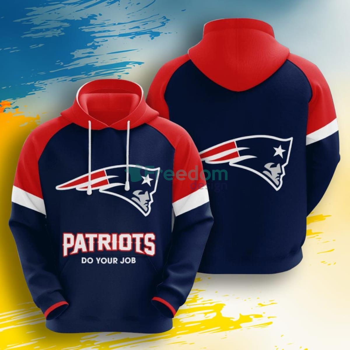 NFL New England Patriots Big Logo 3D Pullover Hoodie For Fans Product Photo 1