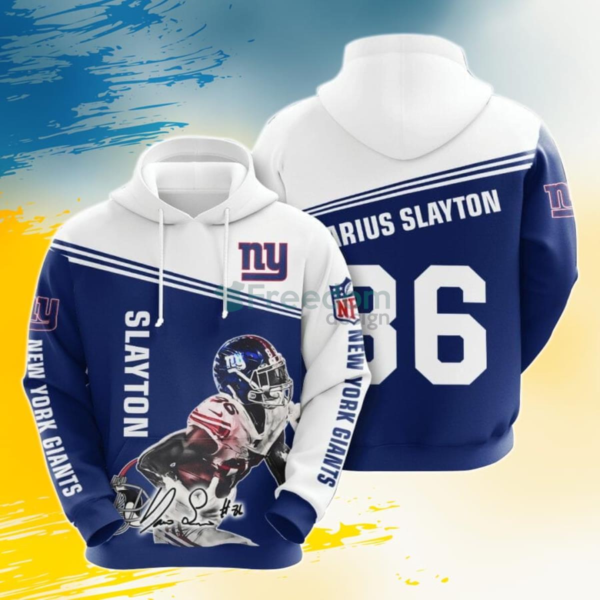 NFL New York Giants Darius Slayton Dark Blue White 3D Pullover Hoodie For Fans Product Photo 1