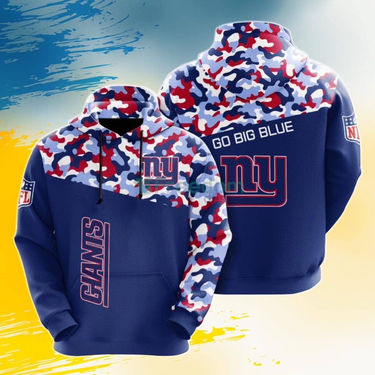 NFL New York Giants Dark Blue Red Camo 3D Pullover Hoodie For Fans Product Photo 1