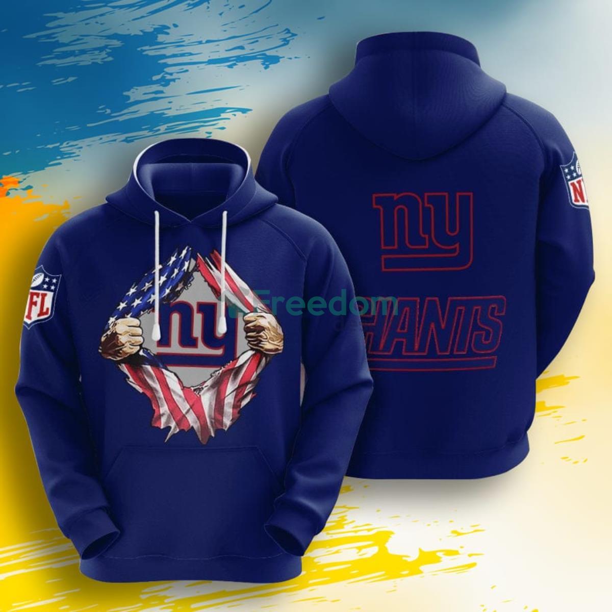 NFL New York Giants Tearing Open Logo 3D Pullover Hoodie For Fans Product Photo 1