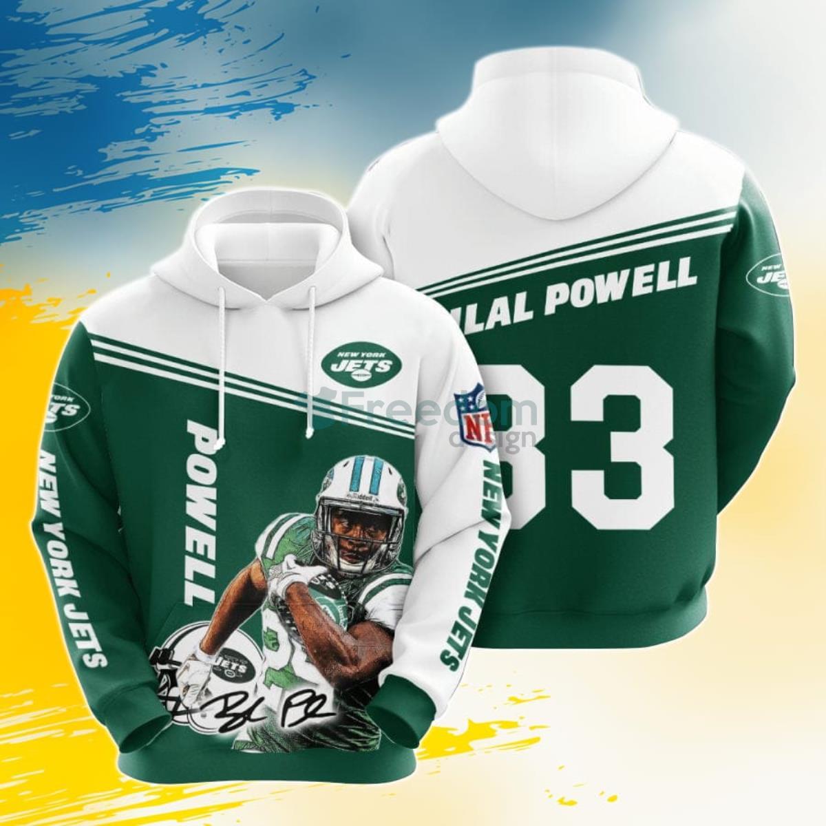 NFL New York Jets Bilal Powell Green White 3D Pullover Hoodie For Fans Product Photo 1