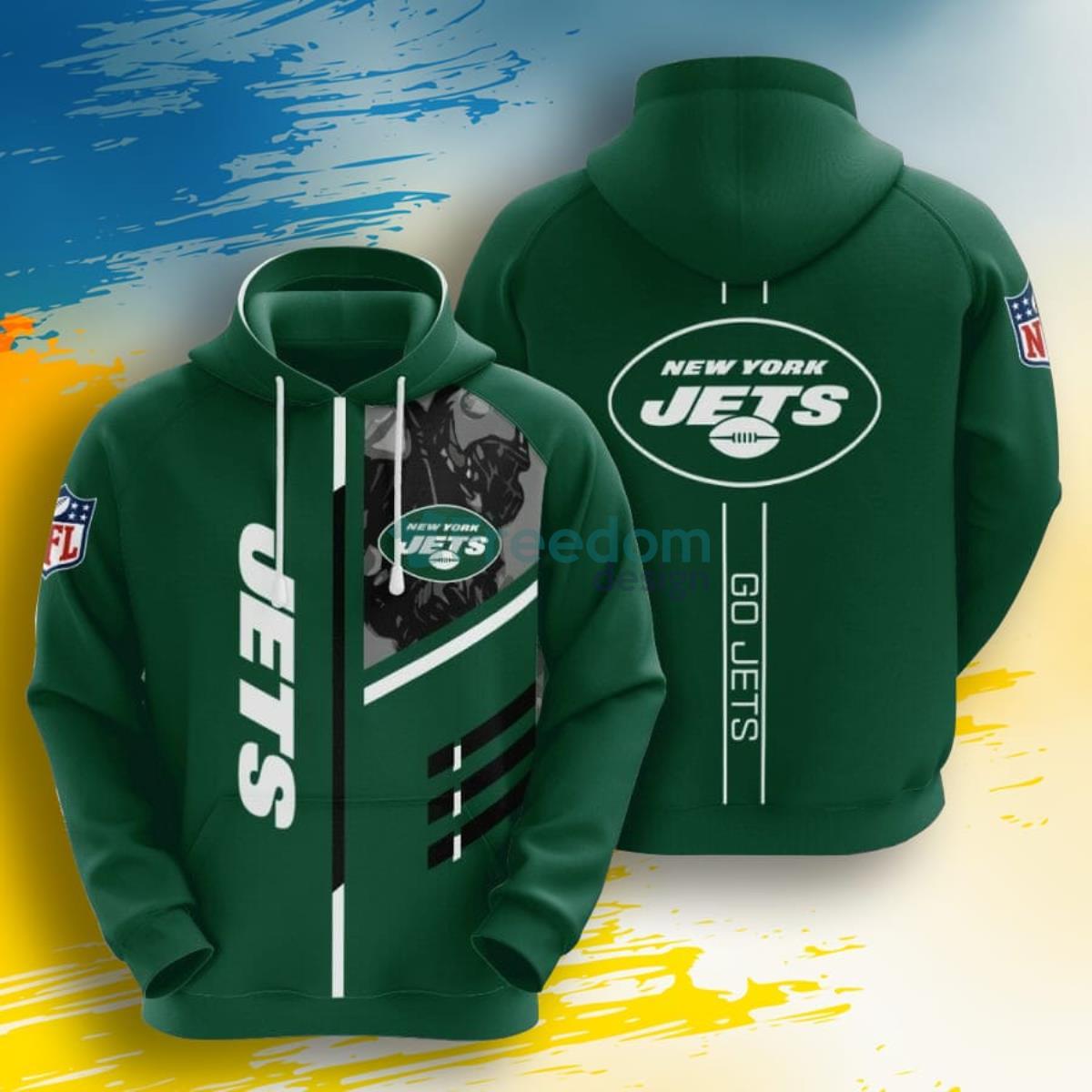 NFL New York Jets Go Jets 3D Pullover Hoodie For Fans Product Photo 1