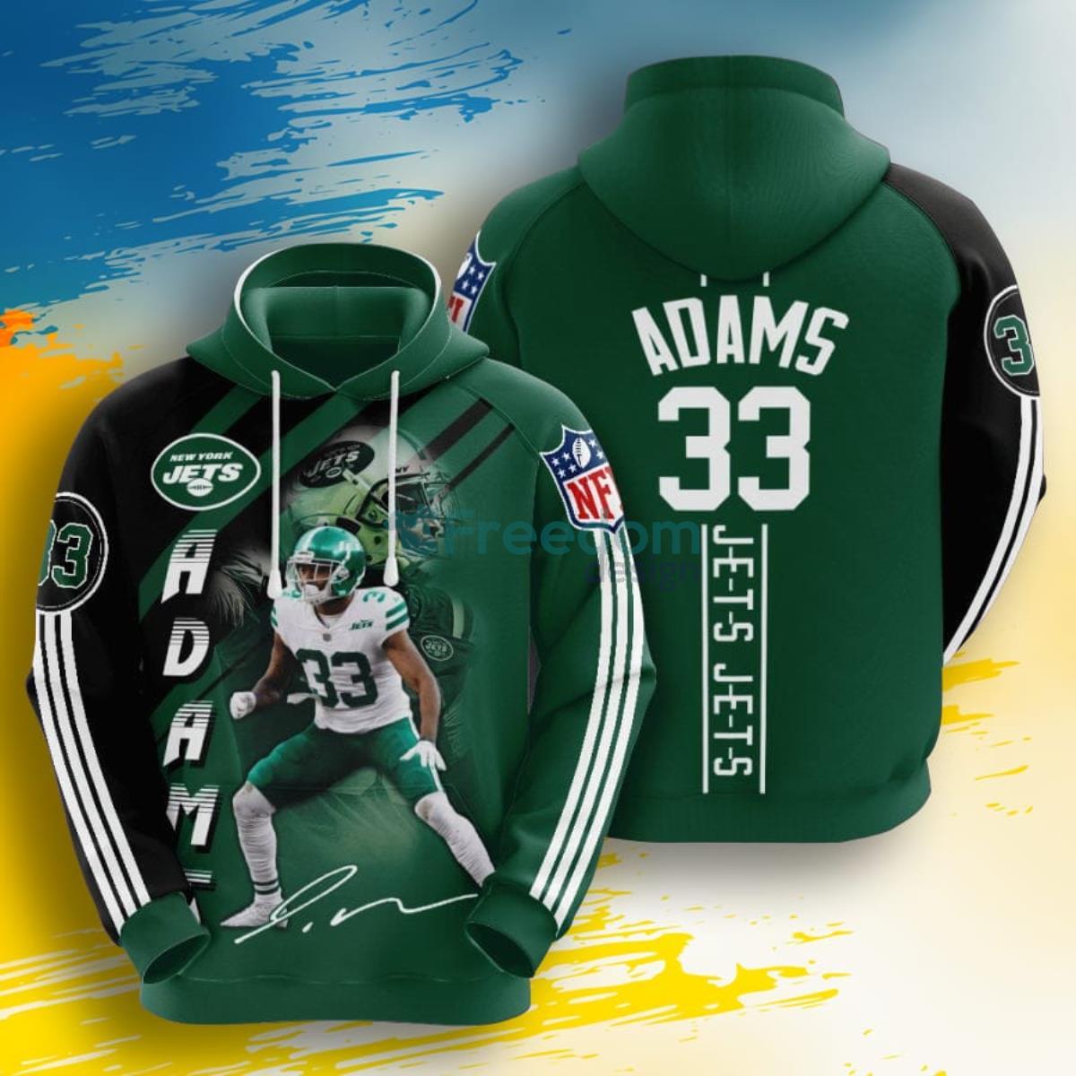 NFL New York Jets Jamal Adams Green Black Stripes 3D Pullover Hoodie For Fans Product Photo 1