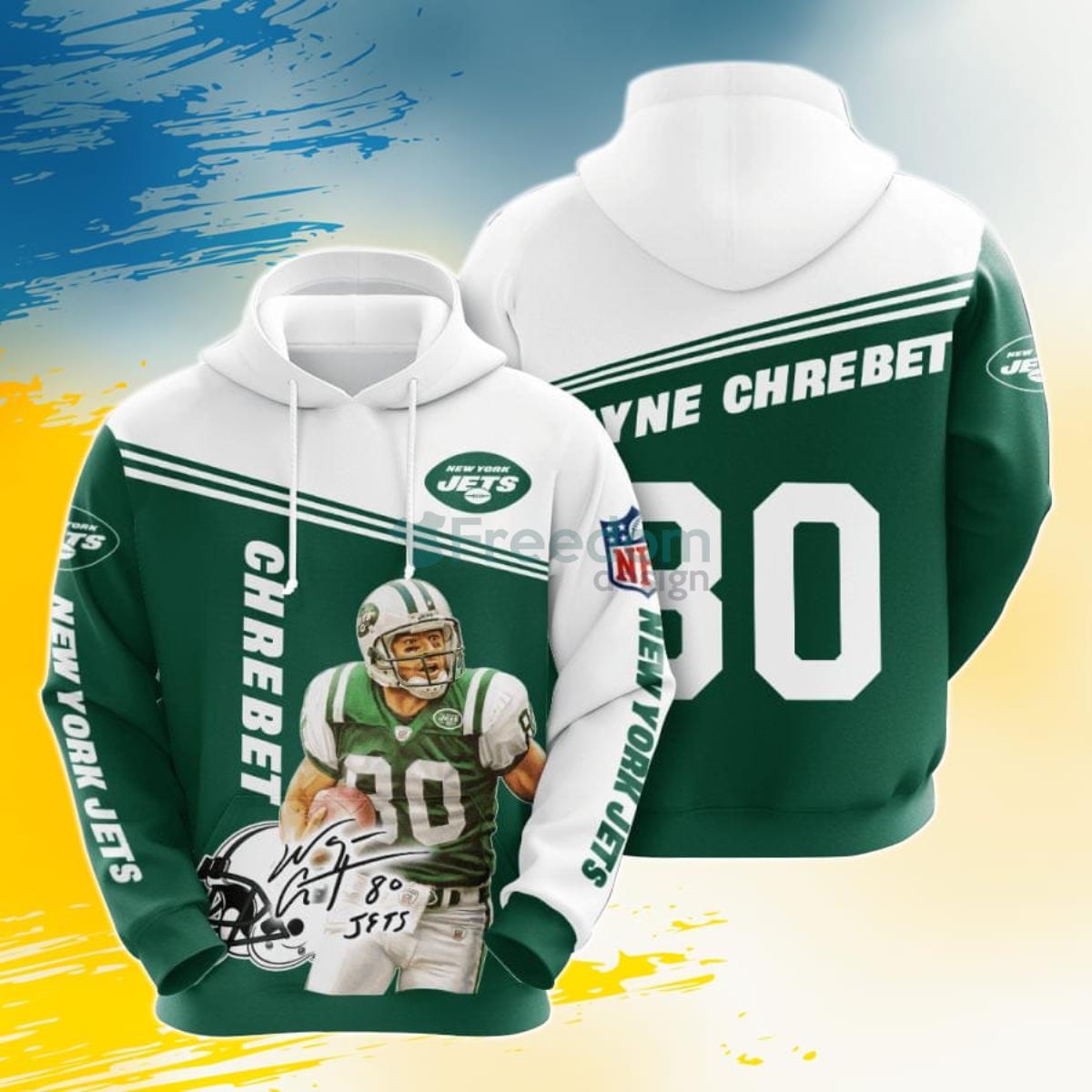 NFL New York Jets Wayne Chrebet Green White 3D Pullover Hoodie For Fans Product Photo 1