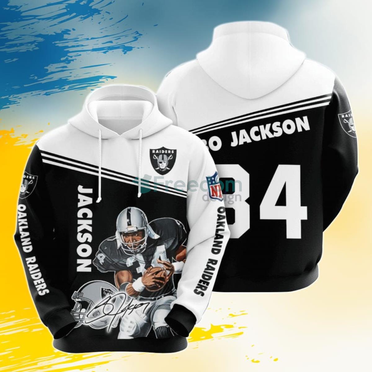 NFL Oakland Raiders Bo Jackson Black White 3D Pullover Hoodie For Fans Product Photo 1