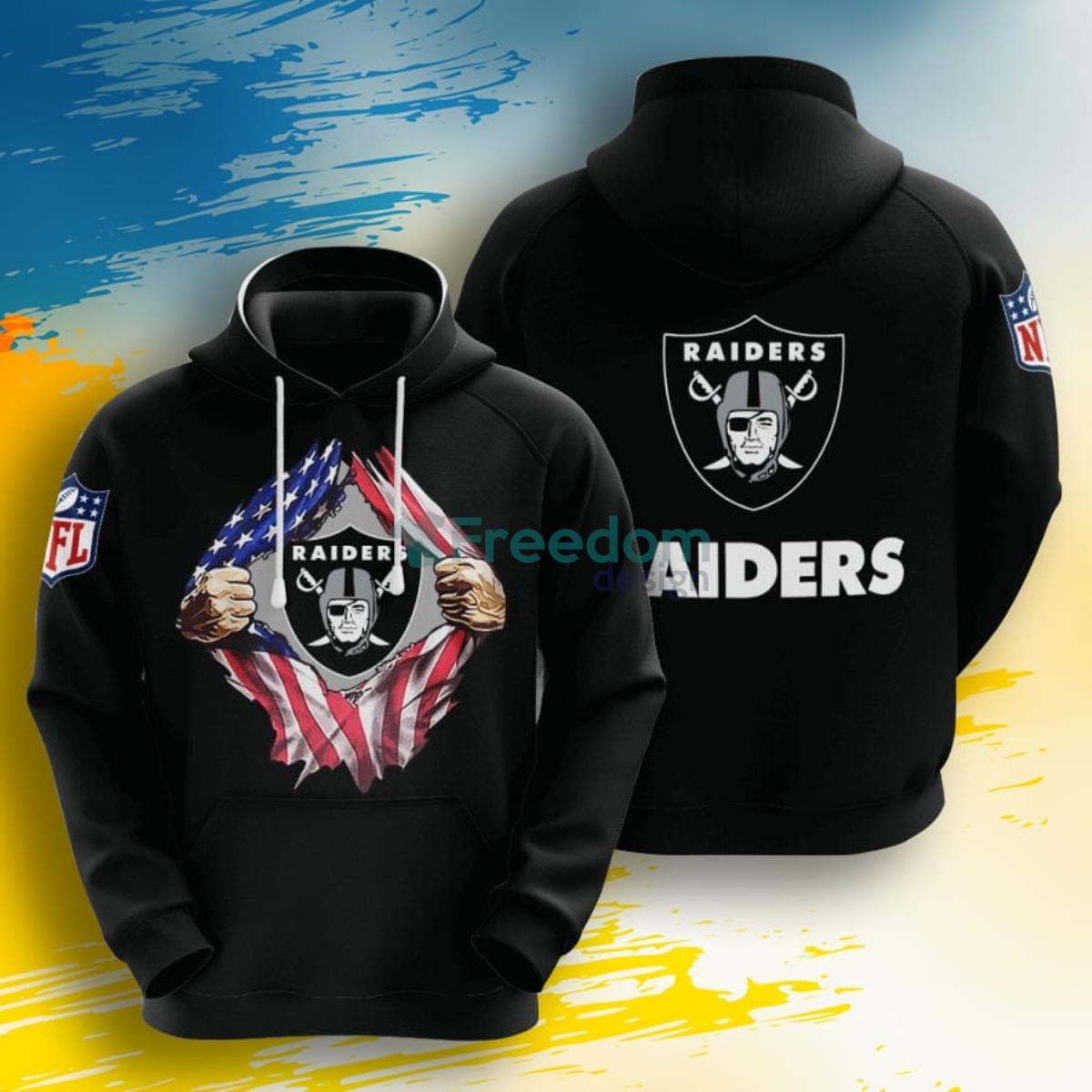 NFL Oakland Raiders Tearing Open Logo 3D Pullover Hoodie For Fans Product Photo 1