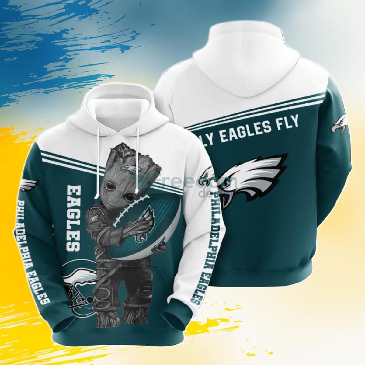 NFL Philadelphia Eagles Baby Groot 3D Pullover Hoodie For Fans Product Photo 1