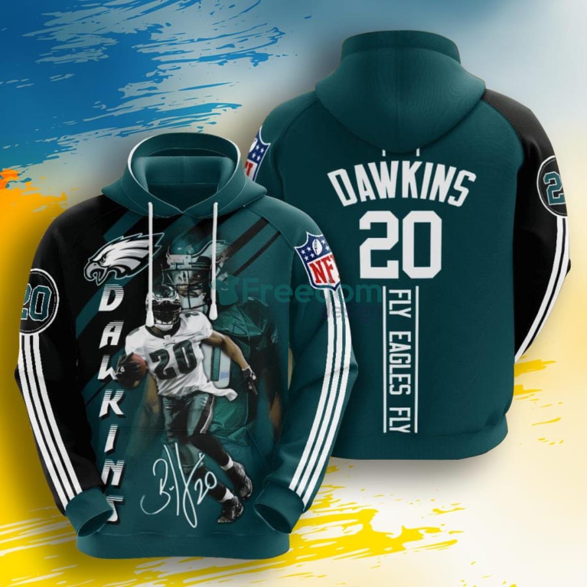 NFL Philadelphia Eagles Brian Dawkins Green Black Stripes 3D Pullover Hoodie For Fans Product Photo 1