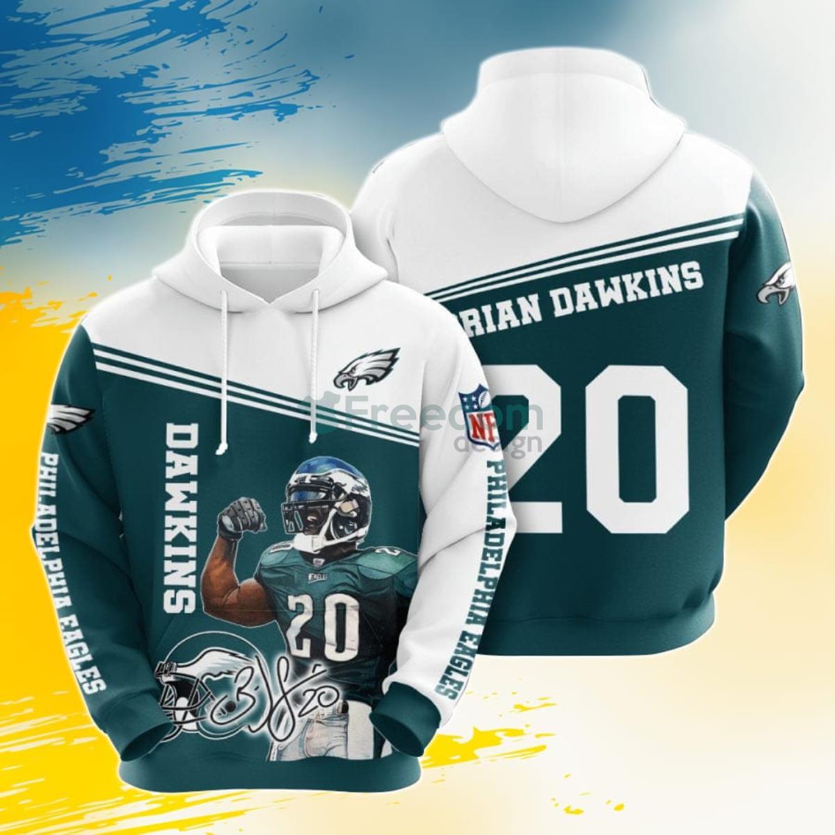 NFL Philadelphia Eagles Brian Dawkins Green White 3D Pullover Hoodie For Fans Product Photo 1