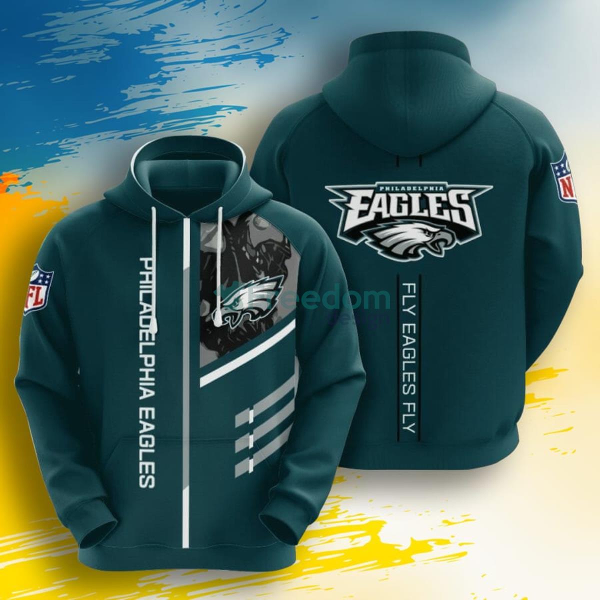 NFL Philadelphia Eagles Fly Eagles Fly 3D Pullover Hoodie For Fans Product Photo 1