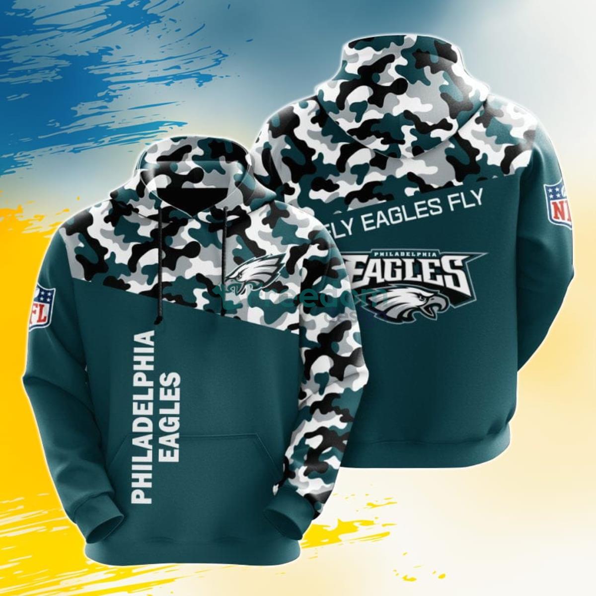 NFL Philadelphia Eagles Green White Camo 3D Pullover Hoodie For Fans Product Photo 1