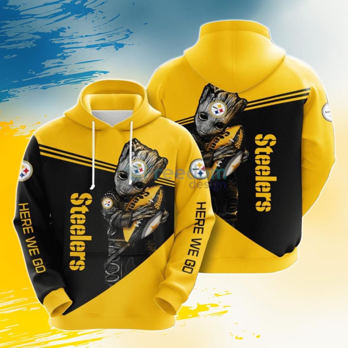 NFL Pittsburgh Steelers Baby Groot 3D Pullover Hoodie For Fans Product Photo 1