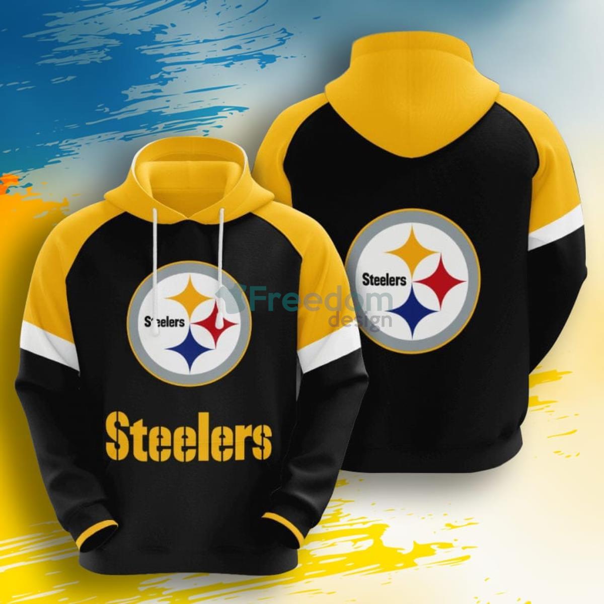 NFL Pittsburgh Steelers Big Logo 3D Pullover Hoodie For Fans Product Photo 1